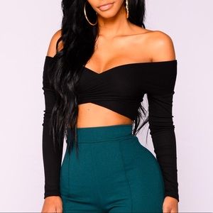 Black criss cross crop top